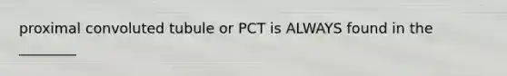 proximal convoluted tubule or PCT is ALWAYS found in the ________