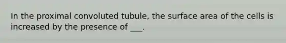 In the proximal convoluted tubule, the surface area of the cells is increased by the presence of ___.