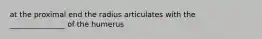 at the proximal end the radius articulates with the _______________ of the humerus