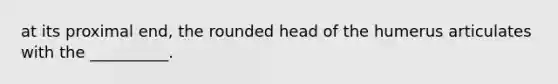 at its proximal end, the rounded head of the humerus articulates with the __________.