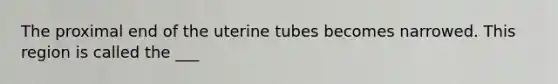 The proximal end of the uterine tubes becomes narrowed. This region is called the ___