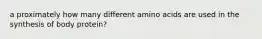 a proximately how many different amino acids are used in the synthesis of body protein?