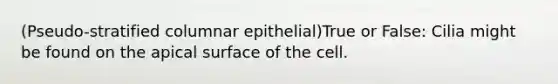 (Pseudo-stratified columnar epithelial)True or False: Cilia might be found on the apical surface of the cell.