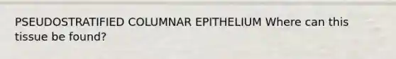 PSEUDOSTRATIFIED COLUMNAR EPITHELIUM Where can this tissue be found?