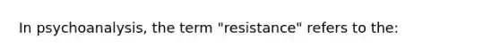 In psychoanalysis, the term "resistance" refers to the: