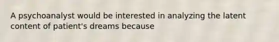 A psychoanalyst would be interested in analyzing the latent content of patient's dreams because