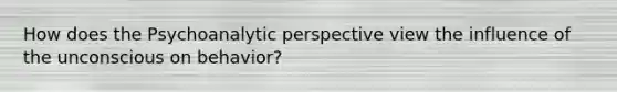 How does the Psychoanalytic perspective view the influence of the unconscious on behavior?