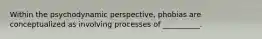 Within the psychodynamic perspective, phobias are conceptualized as involving processes of __________.