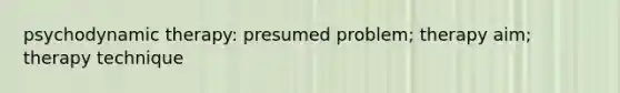 psychodynamic therapy: presumed problem; therapy aim; therapy technique