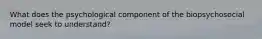 What does the psychological component of the biopsychosocial model seek to understand?