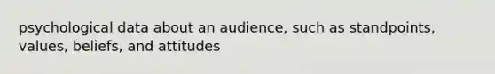 psychological data about an audience, such as standpoints, values, beliefs, and attitudes