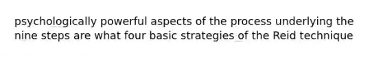 psychologically powerful aspects of the process underlying the nine steps are what four basic strategies of the Reid technique