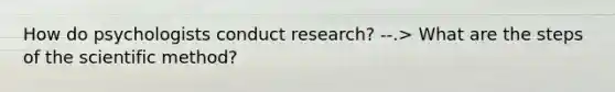 How do psychologists conduct research? --.> What are the steps of the scientific method?