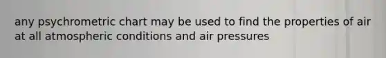 any psychrometric chart may be used to find the properties of air at all atmospheric conditions and air pressures