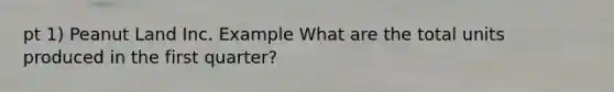 pt 1) Peanut Land Inc. Example What are the total units produced in the first quarter?