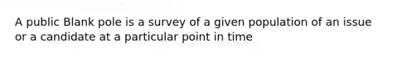 A public Blank pole is a survey of a given population of an issue or a candidate at a particular point in time