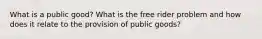 What is a public good? What is the free rider problem and how does it relate to the provision of public goods?