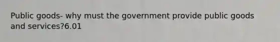 Public goods- why must the government provide public goods and services?6.01