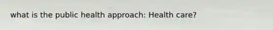 what is the public health approach: Health care?