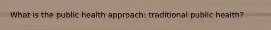 What is the public health approach: traditional public health?