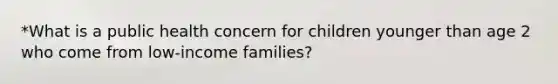 *What is a public health concern for children younger than age 2 who come from low-income families?