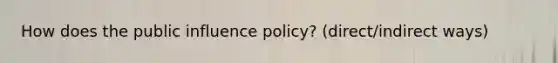 How does the public influence policy? (direct/indirect ways)