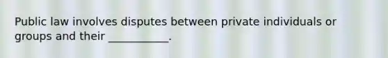 Public law involves disputes between private individuals or groups and their ___________.