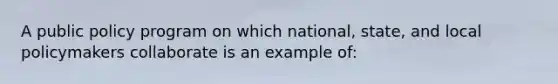 A public policy program on which national, state, and local policymakers collaborate is an example of: