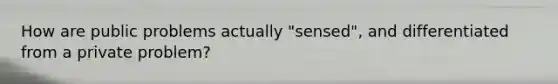 How are public problems actually "sensed", and differentiated from a private problem?