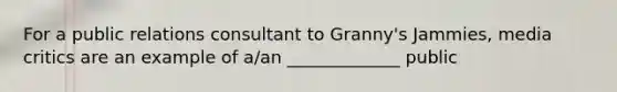 For a public relations consultant to Granny's Jammies, media critics are an example of a/an _____________ public