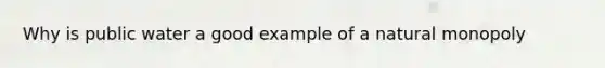 Why is public water a good example of a natural monopoly