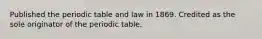 Published the periodic table and law in 1869. Credited as the sole originator of the periodic table.