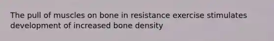 The pull of muscles on bone in resistance exercise stimulates development of increased bone density