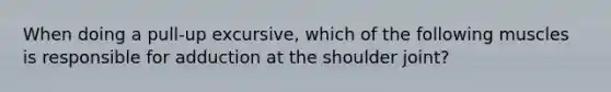 When doing a pull-up excursive, which of the following muscles is responsible for adduction at the shoulder joint?