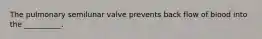 The pulmonary semilunar valve prevents back flow of blood into the __________.