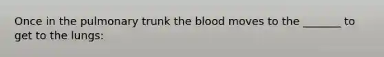 Once in the pulmonary trunk the blood moves to the _______ to get to the lungs: