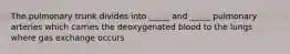 The pulmonary trunk divides into _____ and _____ pulmonary arteries which carries the deoxygenated blood to the lungs where gas exchange occurs