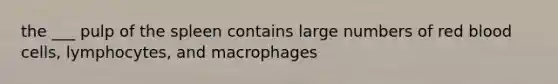 the ___ pulp of the spleen contains large numbers of red blood cells, lymphocytes, and macrophages