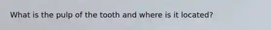 What is the pulp of the tooth and where is it located?