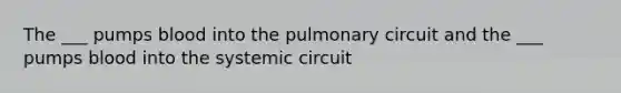 The ___ pumps blood into the pulmonary circuit and the ___ pumps blood into the systemic circuit