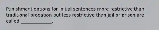 Punishment options for initial sentences more restrictive than traditional probation but less restrictive than jail or prison are called ______________.