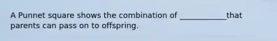 A Punnet square shows the combination of ____________that parents can pass on to offspring.