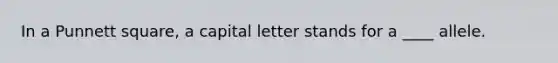 In a Punnett square, a capital letter stands for a ____ allele.