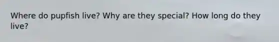 Where do pupfish live? Why are they special? How long do they live?
