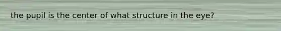 the pupil is the center of what structure in the eye?