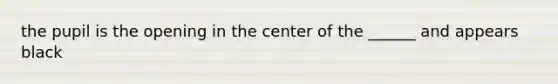 the pupil is the opening in the center of the ______ and appears black