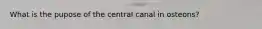 What is the pupose of the central canal in osteons?