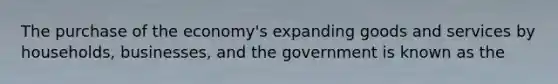 The purchase of the economy's expanding goods and services by households, businesses, and the government is known as the