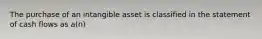 The purchase of an intangible asset is classified in the statement of cash flows as a(n)