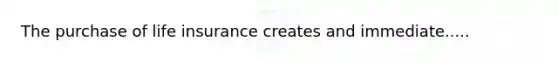 The purchase of life insurance creates and immediate.....